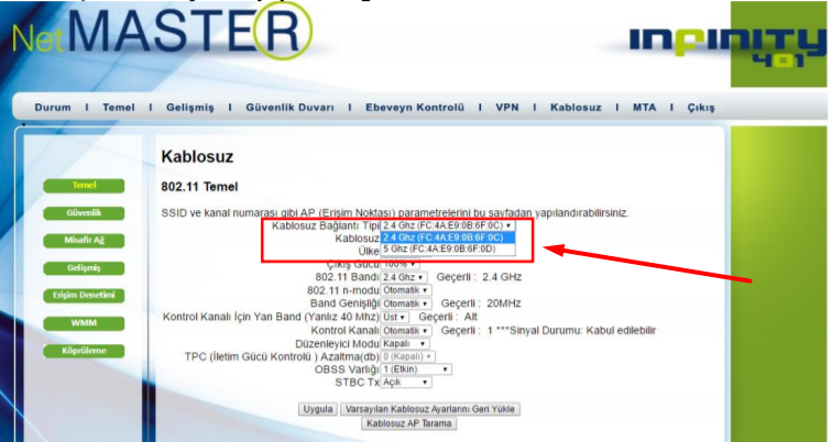 Infinity 401 Wifi Kablosuz Şifre Değiştirme