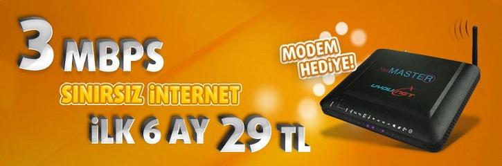 3 Mbps Sınırsız İlk 6 Ay 29 TL